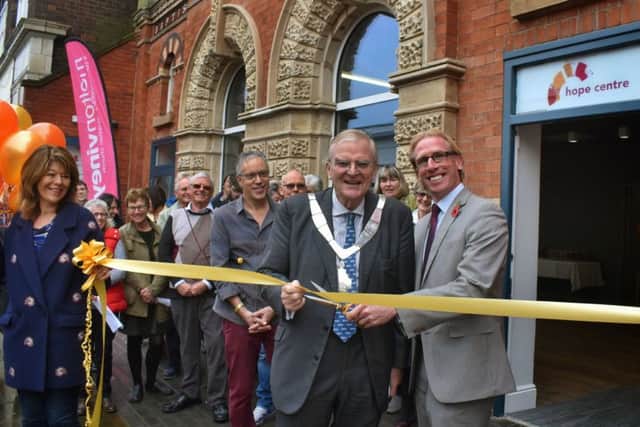 Mayor of Melton, Councillor Malise Graham, and council chief executive, Edd de Coverly, cut the ribbon to officially open the Hope Centre in Melton EMN-190411-145018001