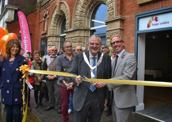 Mayor of Melton, Councillor Malise Graham, and council chief executive, Edd de Coverly, cut the ribbon to officially open the Hope Centre in Melton EMN-190411-145018001