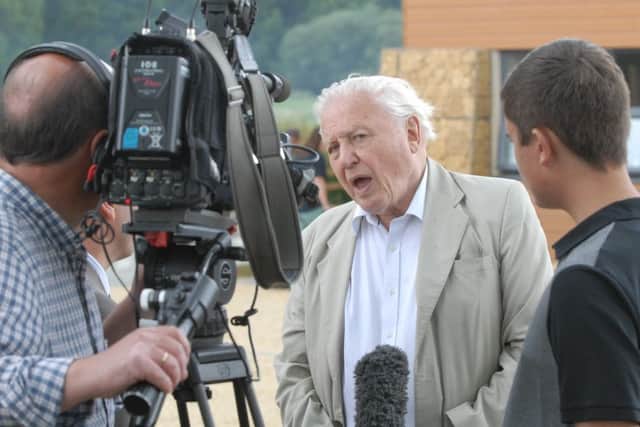 Opening of the new Rutland Water Volunteer Centre by Sir David Attenborough - Sir David is interviewed for TV
Photo: MSMP070715-008js