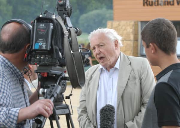 Opening of the new Rutland Water Volunteer Centre by Sir David Attenborough - Sir David is interviewed for TV
Photo: MSMP070715-008js