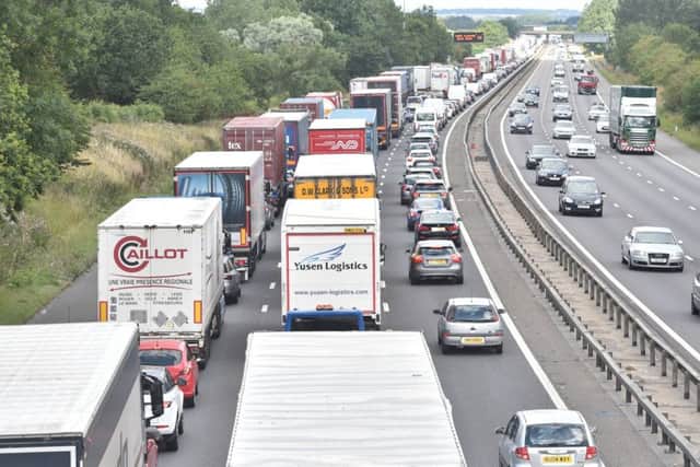 M1 was closed while emergency services arrived on scene