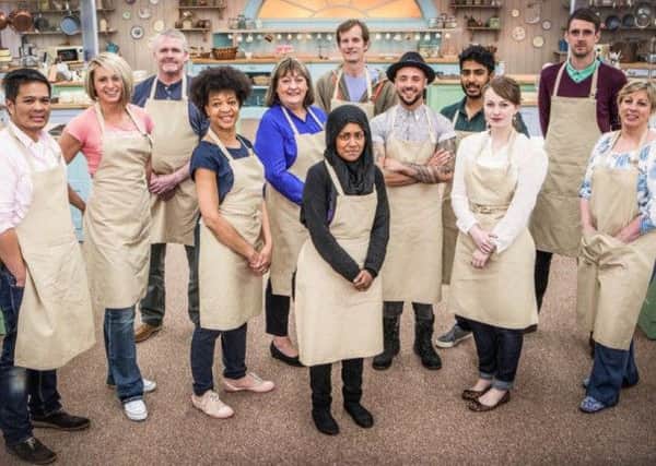Alvin, Ugne, Paul, Dorret, Marie, Ian, Nadiya, Stu, Tamal, Flora, Mat and Sandy for this year's BBC1's cookery contest, The Great British Bake Off. Photo: Mark Bourdillon/PA Wire