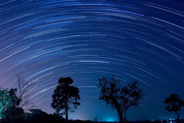 Star trail of the Geminid meteor shower in 2012