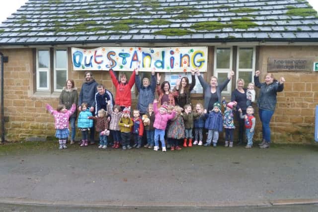 Knossington and Somerby Pre-school children celebrate their outstanding Ofsted report PHOTO: Supplied