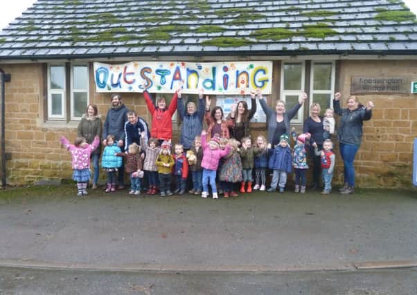 Knossington and Somerby Pre-school children celebrate their outstanding Ofsted report PHOTO: Supplied