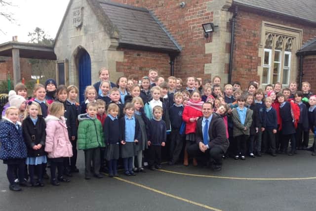 Mr Lee with some of the pupils at Stathern school he will be teaching