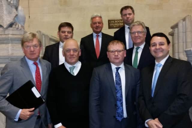 Joining County Hall leader Nick Rushton and local government minister Marcus Jones MP (centre of picture) were, from left, David Tredinnick MP, Andrew Bridgen MP, Sir Alan Duncan MP, Ed Argar MP, Sir Edward Garnier MP and Alberto Costa MP EMN-160115-125910001