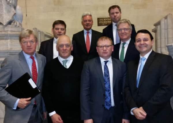 Joining County Hall leader Nick Rushton and local government minister Marcus Jones MP (centre of picture) were, from left, David Tredinnick MP, Andrew Bridgen MP, Sir Alan Duncan MP, Ed Argar MP, Sir Edward Garnier MP and Alberto Costa MP EMN-160115-125910001
