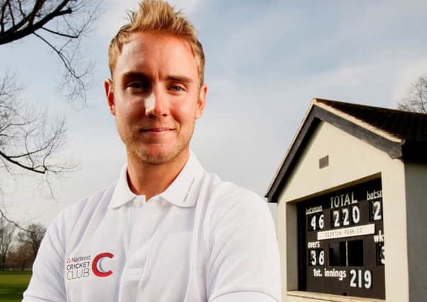Stuart Broad on his old stomping ground at Egerton Park in 2013 EMN-160120-125537002