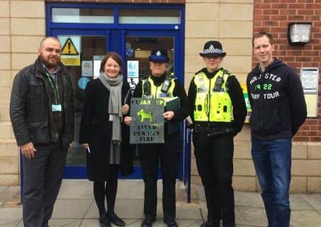 Melton Council officers have teamed up with police and resident group members to warn people to clean up dog mess or face being hit with a Â£75 fine as part of the six-month 'Me & My Community' campaign EMN-160120-125954001