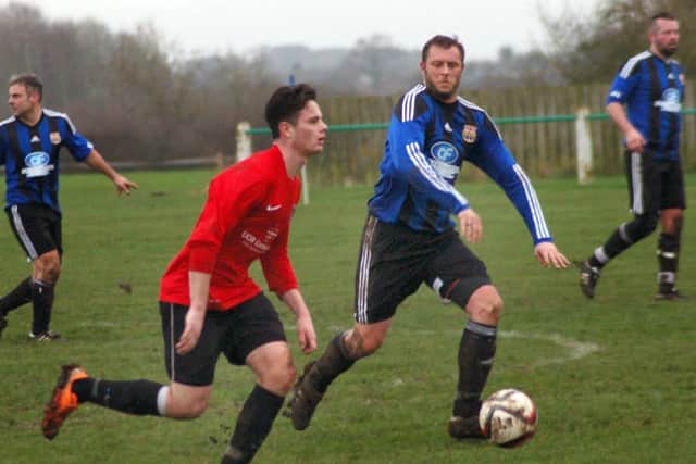Action from Melton Mowbray Reserves' 6-2 home defeat to Hathern. Shaun Smith scored both Melton goals in the Leics Combination match EMN-160127-091351002