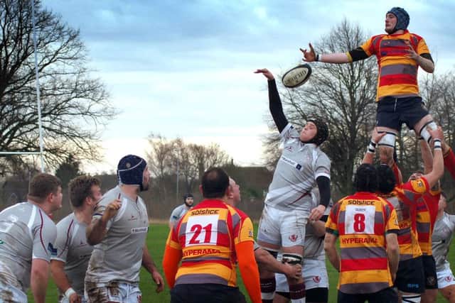 Peterborough get the better of a lineout against Melton EMN-160126-093309002