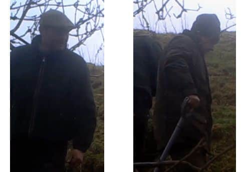 The men police want to speak to about the interference with a badger sett at Sauvey Castle in Withcote. Crime reference 15000048800. EMN-160202-110400001