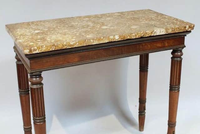 A side table belonging to the late Thomas Keen, of Bottesford, will go to auction. Photo: Golding Young & Mawer