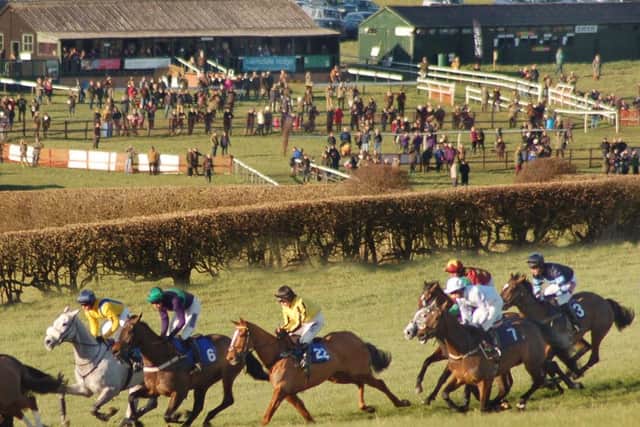 Riders and horses take to the Garthorpe countryside in the Open Maiden race at Garthorpe Races in February 2016