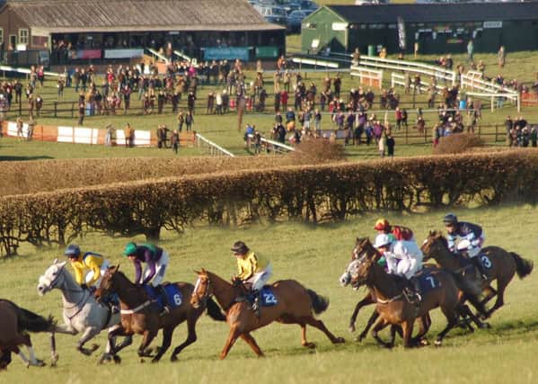 Riders and horses take to the Garthorpe countryside in the Open Maiden race at Garthorpe Races in February 2016