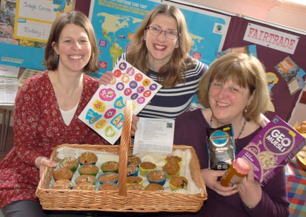 Fairtrade steering group members Polly Swann, Lynn Marriott and Helen Chadwick make their breakfast selections