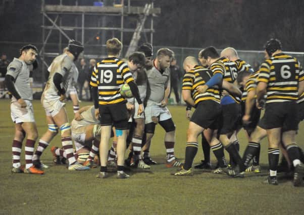 Melton get ready to scrum down against Oadby in the county senior cup. Photo: Jonathan McGrady/JM News