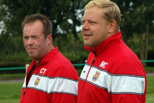 Melton Mowbray joint-managers Cliff Thornton (left) and Matt Curtis EMN-160323-130512002
