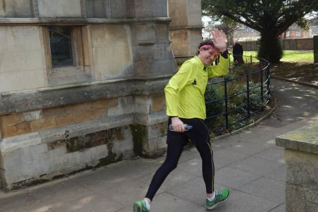 Dave Kitching before he set off on his run from St Mary's Church in Melton PHOTO: Supplied
