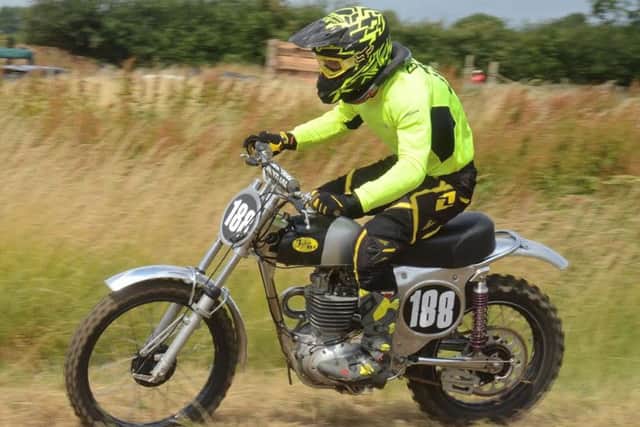 Double classic moto cross champion Aaron Graves seen here on a BSA single is rushing to get a mighty twin cylinder TriumphÂ­BSA twin ready in time for Sproxton on Sunday EMN-160329-161346002