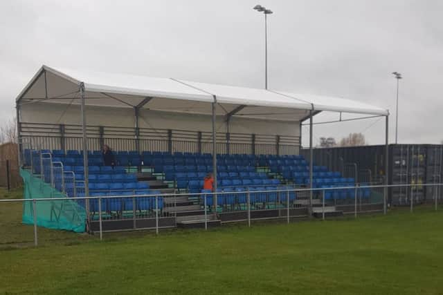 Melton Mowbray FC's temporary 100-seater stand at Burton Road EMN-160330-124617002