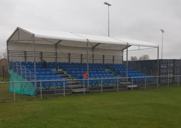 Melton Mowbray FC's temporary 100-seater stand at Burton Road EMN-160330-124617002