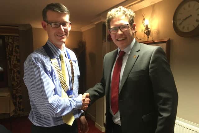 Richard Westermoreland (left) has taken over as chairman of Melton Round Table from Chris Mckain PHOTO: Supplied