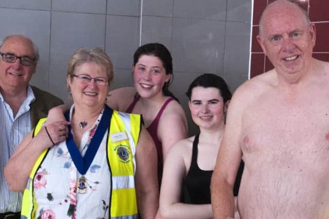 John Illingworth, Sabrina Tate, Jess Guy, Emily Simons, Paul Stafford and Lesley Godber happy to complete their swim 
PHOTO: Supplied