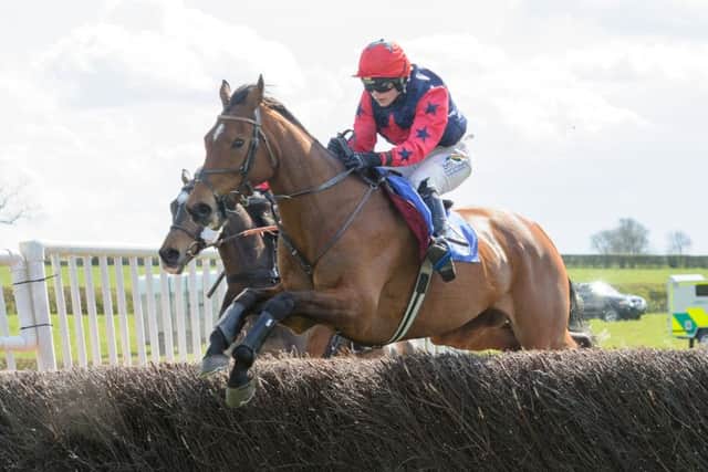 Gina Andrew wins the Ladies' Open on Top Smart as part of her treble at the Quorn Point-to-Point. EMN-160426-182135002
