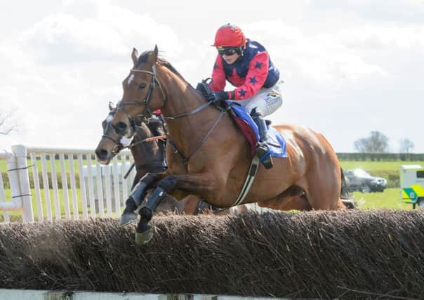 Gina Andrew wins the Ladies' Open on Top Smart as part of her treble at the Quorn Point-to-Point. EMN-160426-182135002