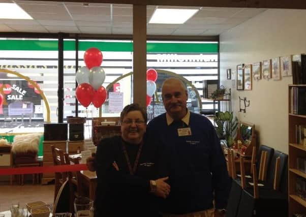 Manager Angela Dawson with chairman Ivor Ruddle at The Melton Furniture Project shop on Nottingham Street 
PHOTO: Supplied