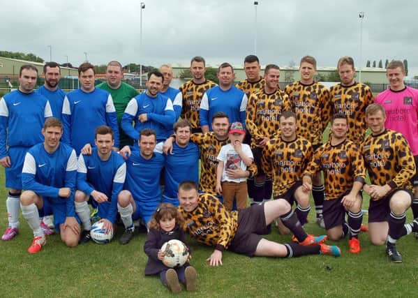 Avin a Laff Utd  and Select XI players who played in last year's Bobby Barnard Charity Cup match EMN-160505-123515001