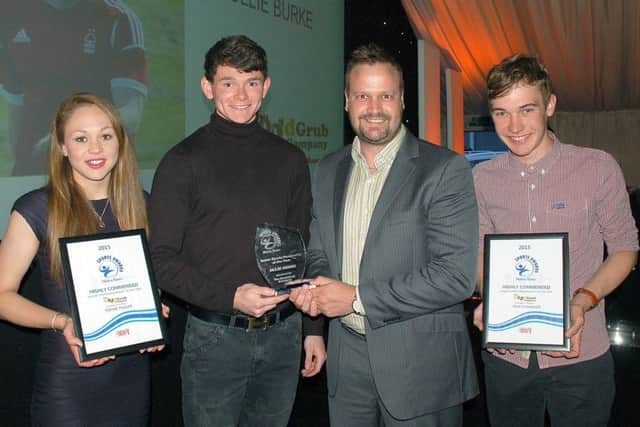 Junior Sports Personality of the Year Ollie Burke with finalists Sophie Pedlar and Tom Chandler EMN-160605-093022002