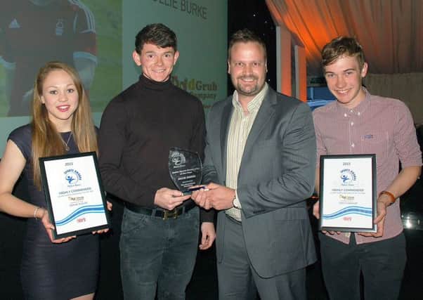 Junior Sports Personality of the Year Ollie Burke with finalists Sophie Pedlar and Tom Chandler EMN-160605-093022002