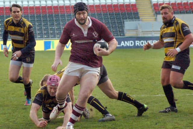 Melton pile the pressure on Hinckley's defence as they break the line EMN-160605-103910002