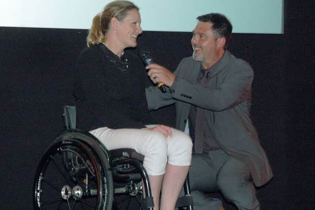 Ivan Gaskell interviews our special guest in 2015 Claire Lomas at last year's awards evening EMN-160524-091540002