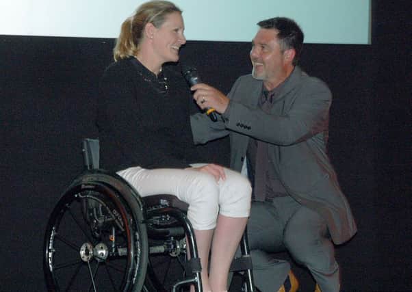 Ivan Gaskell interviews our special guest in 2015 Claire Lomas at last year's awards evening EMN-160524-091540002
