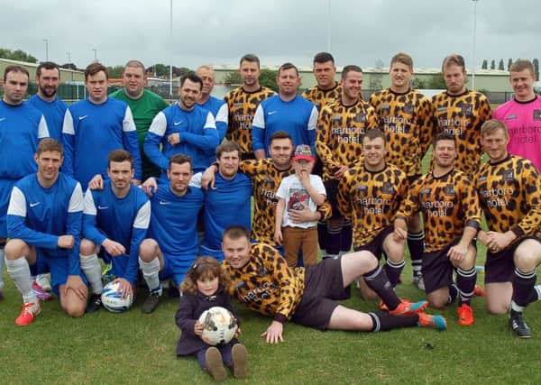 Avin a Laff Utd  and Select XI players who played in last year's Bobby Barnard Charity Cup match EMN-160525-094022001
