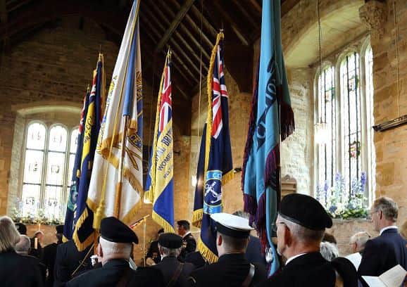 The Lord Lieutenant of Leicestershire, Jennifer, Lady Gretton, JP, lays a wreath at the Jutland Memorial in Brooksby Church EMN-160531-124604001