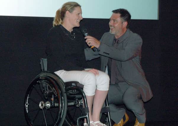 Television sports broadcaster Ivan Gaskell interviews our special guest Claire Lomas at last year's Melton Times Sports Awards evening EMN-160524-091540002