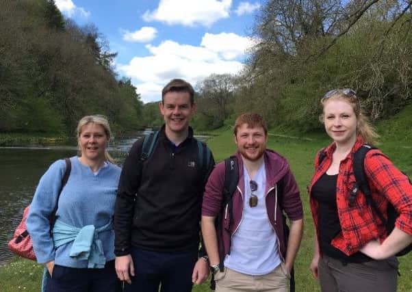 Branch Managers Sam Fleming (Cleethorpes, far left), David Ellis (North Hykeham) and Richard Copestake (Grantham) join Sophie Brooks (Melton, right) with her charity walk across the peaks 
PHOTO: Supplied