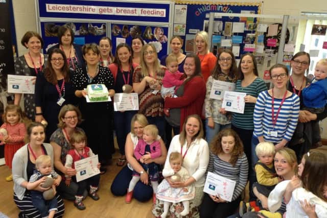 Current and newly graduated breastfeeding peer supporters pictured with Leicestershire Partnership NHS Trust's infant feeding lead Carole Fishwick EMN-160206-181306001