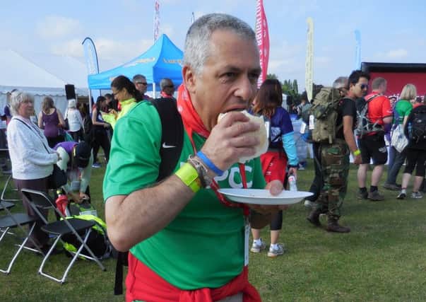 Richard fuelling up on some grub before the start of his London 2 Brighton Challenge 
PHOTO: Supplied