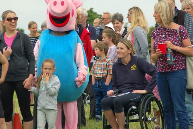 Peppa Pig was on hand to help organiser Claire Lomas start the fun run EMN-160622-103336002