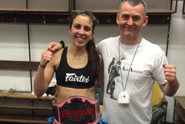 Iman with her dad and trainer Mark Barlow EMN-160628-172536002
