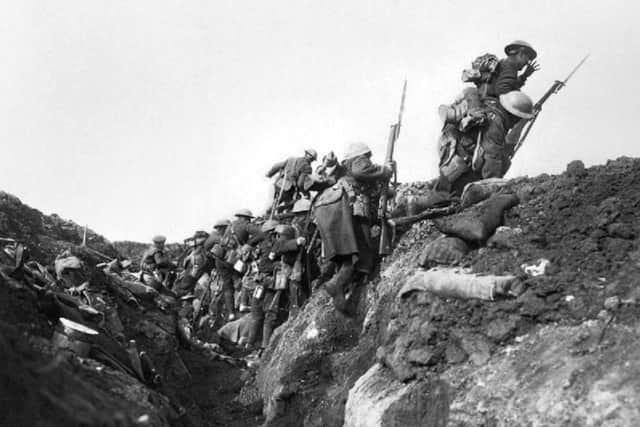 Troops going over the top at the start of the Battle of the Somme in 1916 EMN-160624-150044001