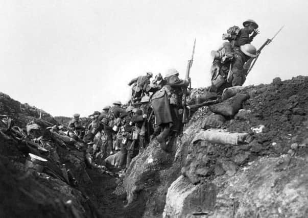 Troops going over the top at the start of the Battle of the Somme in 1916 EMN-160624-150044001