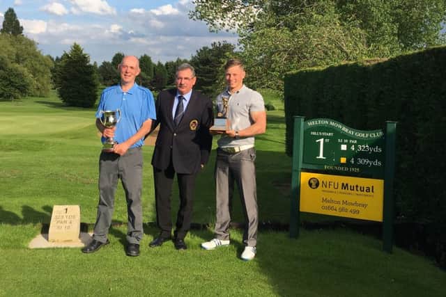 Club champion Sam Pollard (right) with club captain Jack Inguanta and senior scratch champion Guy Rayson (left). EMN-160507-162930002