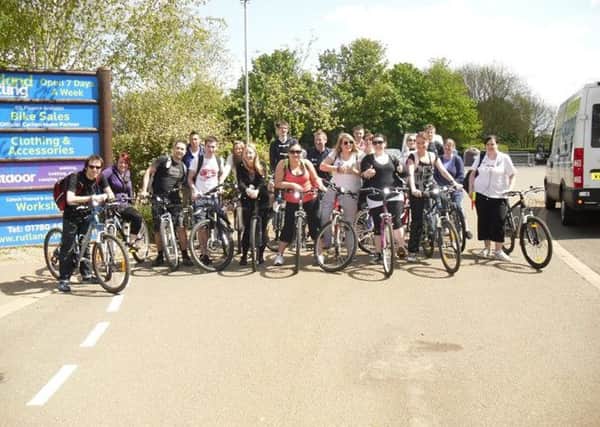 Staff at Melton's Kettleby Cross Wetherspoons pub are set to cycle 23 miles around Rutland Water in aid of Clic Sargent 
PHOTO: Supplied